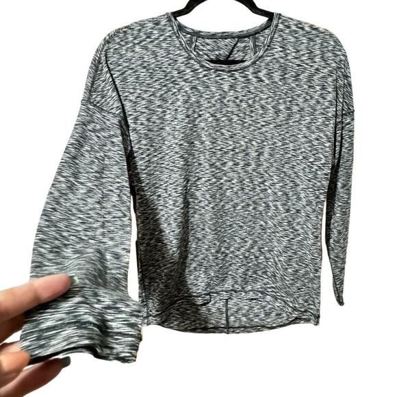 Lululemon Get Set Long Sleeve Open Back Lightweight Heathered White Grey Size 6 - Picture 5 of 9